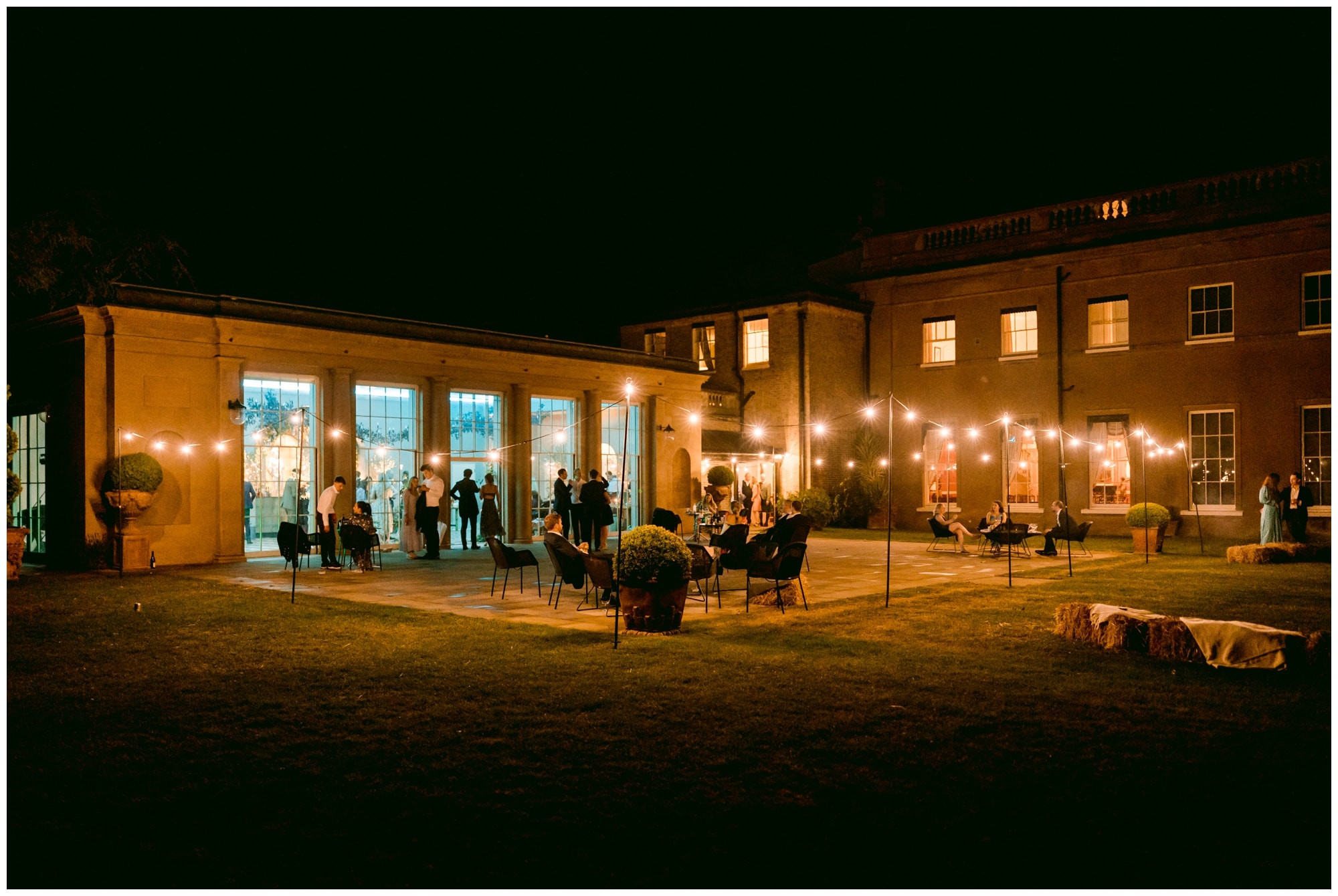 sibton park Wedding Photography venue at night lite up by dreamwave Group festoons 